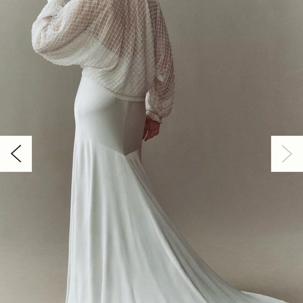 NWT BHLDN White Beaded Sheer Bolero Bridal Jacket - Picture 3 of 6